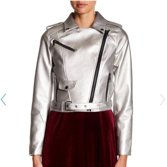 Romeo & Juliet Couture Jackets & Blazers - ROMEO+JULIET FAUX LEATHER METALLIC Silver jacket
